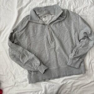 Aerie Gray Quarter-Zip Sweater